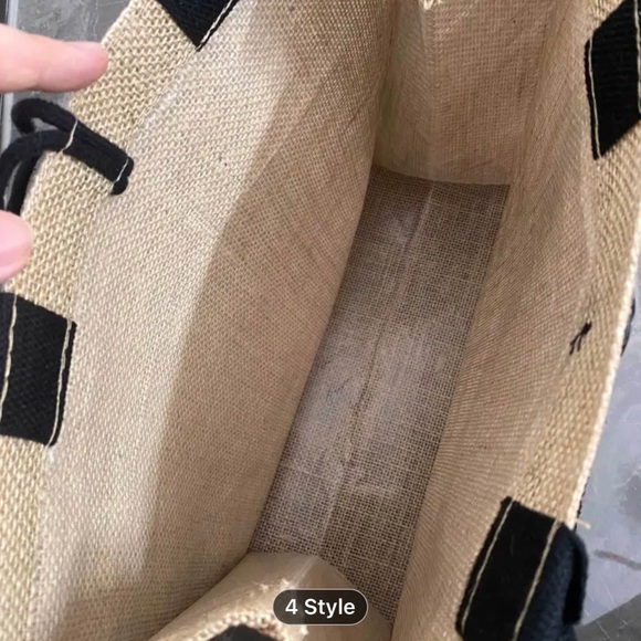 Fashion Burlap Tote Bag Shoulder Shopping Bag, Commuting, School, Travel Handbag - Picture 3 of 3